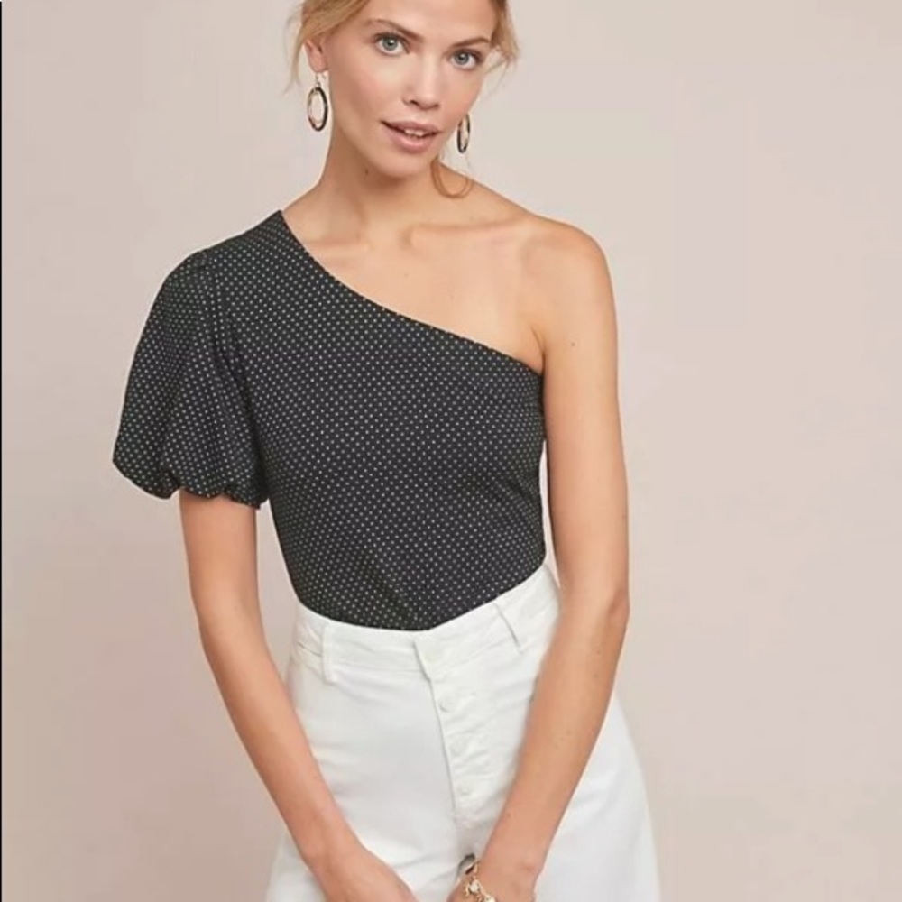 Maeve Polka Dot One Shoulder Top Size S